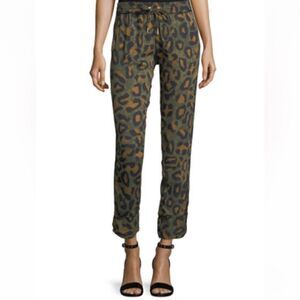 Zadig & Voltaire Parone Leopard Print Drawstring Jogger Pants Cropped Size 34 XS